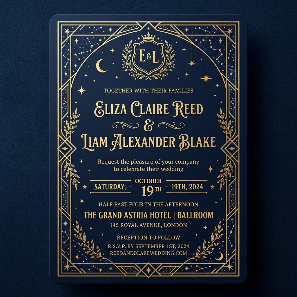 Luxury Navy Gold Invitation Preview