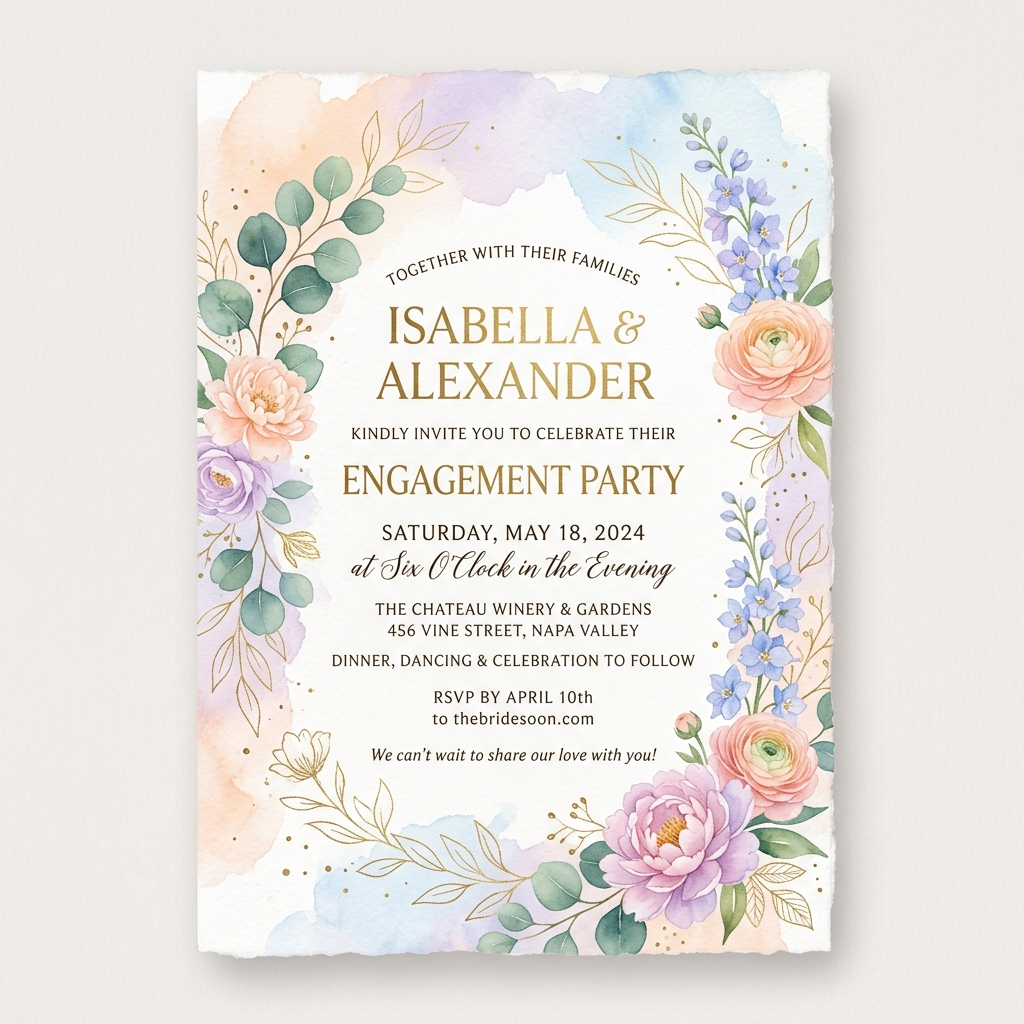 Pastel Engagement Invitation Preview